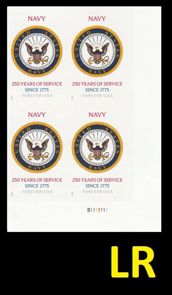 US 6004a Navy 250 Years imperf NDC plate block 4 LR MNH 2025 - Image 1 of 1