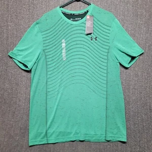 Camicia Under Armour uomo XL verde a righe Heatgear The Seamless Tee nuova con etichetta - Foto 1 di 11