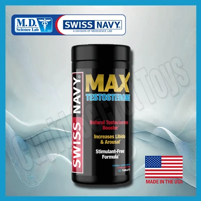 Swiss Navy Max Testosterone 60 Caps Male Libido + Energy Support Supplement USA - Image 1 of 4