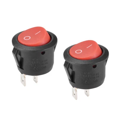 Bateau Interrupteur Bascule Rond Rouge 2Broche ON/OFF AC 250V/6A 125V/10A 2Pcs - Photo 1/4