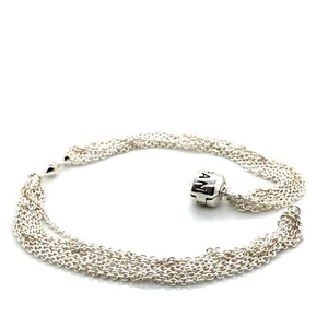 Genuine Pandora Stg Silver Multi-Strand One Station Clip Bracelet 23cm 591701-23 - Picture 1 of 9