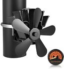 5 Blades Stove Fan Heat Powered Chimney Pipe Wood Burner Fireplace Thermometer