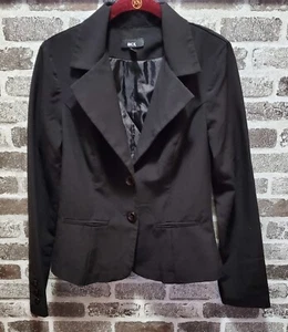 BCX med junior womens blazer business suit jacket black long sleeve button up - Picture 1 of 4