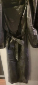WOMENS PRE-OWNED BLACK FAUX LEATHER DRESS WITH PUFF SLEEVES SIZE 16 - Picture 1 of 11