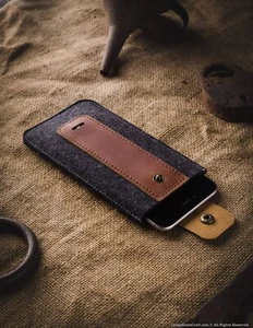 Funda iPhone 11 100 % lana fieltro genuino cuero italiano iPhone 11 Pro Max - Imagen 1 de 191