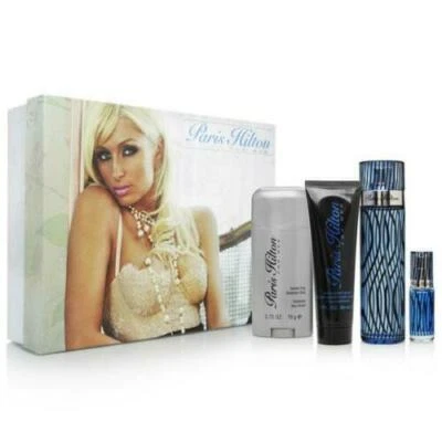 Paris Hilton 4 件套男士淡香水喷雾 3.4 盎司带迷你除臭剂,洗涤 — 第 1/3 张图片