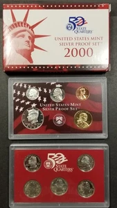 Juego de prueba de plata 2000 como nuevo en Estados Unidos con cuartos de galón estatales en paquete original del Tesoro y certificado de autenticidad - Imagen 1 de 4