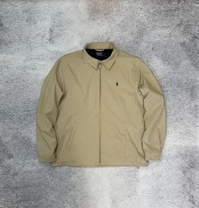 Polo Ralph Lauren Harrington Jacket Beige Men’s L Classic Vintage Cotton Lined - Picture 1 of 14