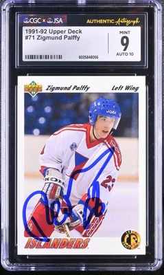 Zigmund Ziggy Palffy Signed 1991-92 Upper Deck Rookie Card #71 CGC 9 JSA 10 Auto - Image 1 of 2