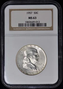 1957 Franklin Half Dollar 50C NGC MS63 - Picture 1 of 2