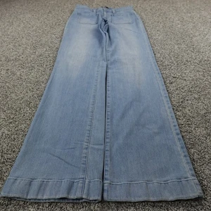 Gap Jeans Womens 28 Light Blue Denim Pants High Rise Wide Leg Stretch Grunge Y2K - Picture 1 of 12