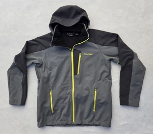 Marmot Jacke Herren Extra Large grau schwarz Kapuze Softshell Pit Reißverschlüsse gelber Besatz - Bild 1 von 17