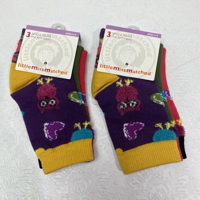 little miss matched socks ages 4-9 (3 single socks that don't match) 2 Packs - Image 1 of 4