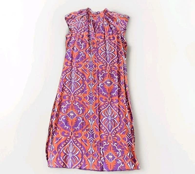 Diane Von Furstenberg Dress Womens 4 Orange Purple Geometric Print Midi Safar  - Image 1 of 4