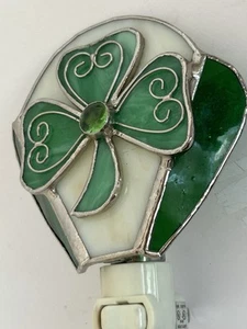 Vintage Stain Glass Shamrock Night Light - Picture 1 of 9