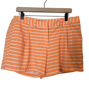 Nike Golf Shorts womens size 12 orange cream stripes pockets - Picture 1 of 7
