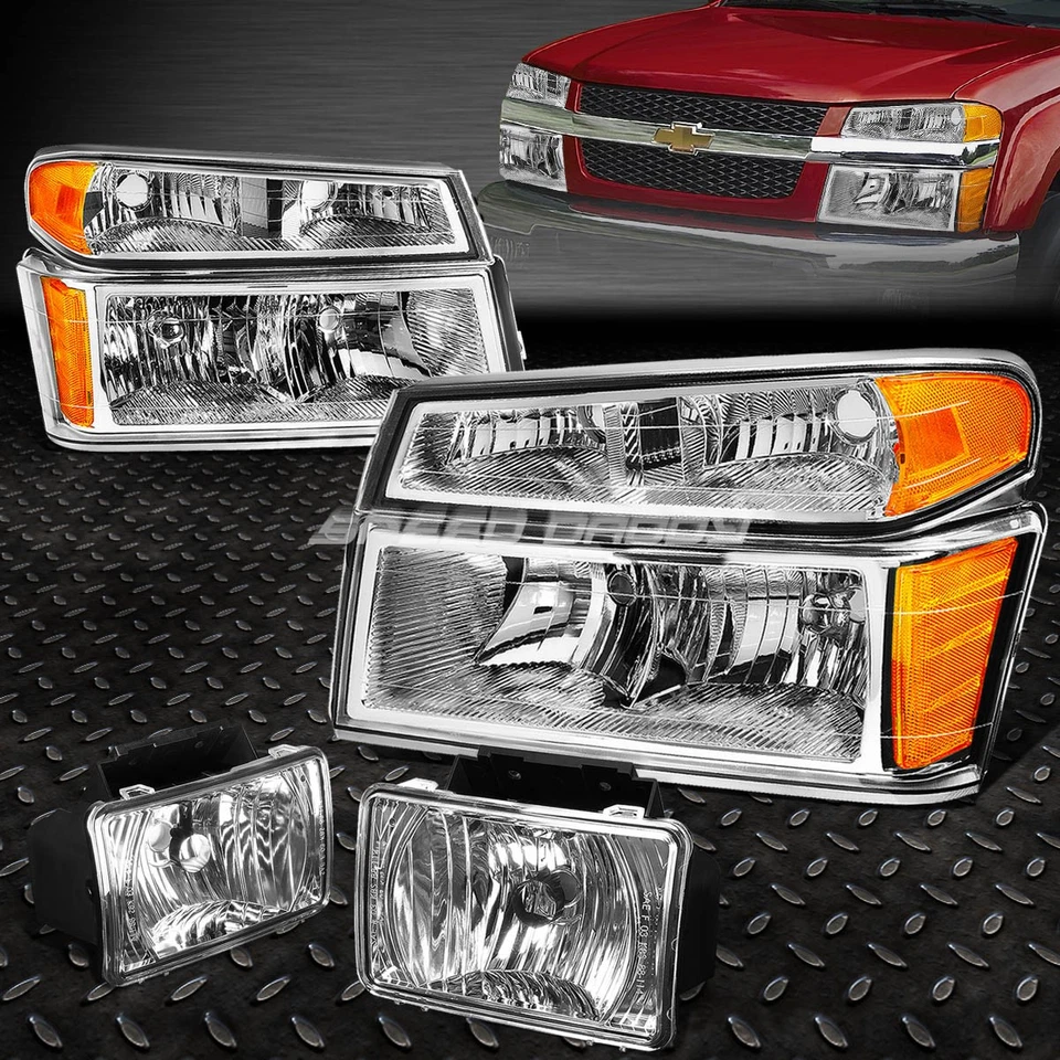 FAROL CARCAÇA CROMADA + PÁRA-CHOQUES + CANTO + LUZ DE NEBLINA PARA 04-12 CHEVY COLORADO/CANYON - Imagem 1 de 4