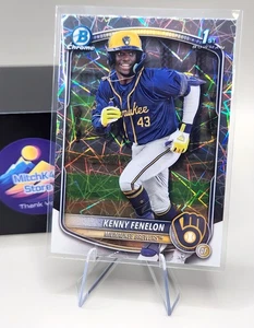 2025 Bowman Chrome ⚾ Kenny Fenelon BCP-190 😎Lazer Parallel Milwaukee Brewers - Picture 1 of 2