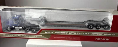 Mack Granite Truck w/ Tri-Axle Lowboy Trailer First Gear 1:64 NEW HOLLAND NIB - Image 1 of 4
