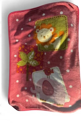 Pink Jungle Animals lion Elephant Luxury plush fleece baby blanket kidsline - Image 1 of 2
