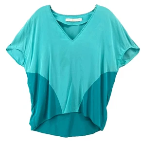 Camisa Marie Oliver Mujer Talla M Dos Tonos Azul 100% Seda Manga Corta Dolman - Imagen 1 de 12