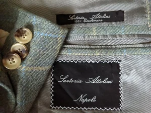 Attolini Napoli CASHMERE Tweed Check Plaid Blue Canvassed Jacket Blazer 56 46R - Picture 1 of 8