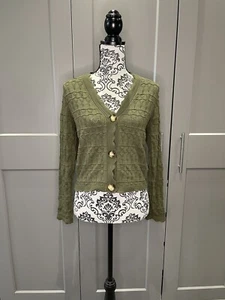 Yumi Knitwear Khaki Green Cardigan Size Small - Picture 1 of 7