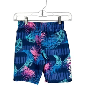 Hurley Board Shorts Youth 7 Blue Pink Tropical Print Swim Beach Surf Active Kids - Picture 1 of 10