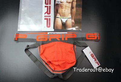 C-IN2 男式 Platon Bell 红色(橙色)网眼 Jock 带绑带内裤 XL 码 — 第 1/4 张图片