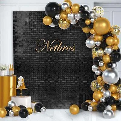 Telón de fondo de pared brillante 12 piezas telón de fondo de lentejuelas para boda fiesta cumpleaños Foto 1 de 4