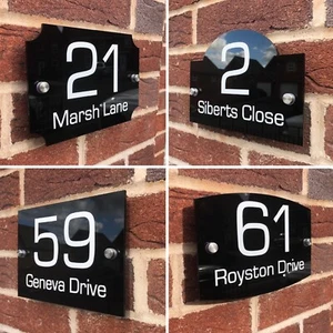 House Number Plaques Door Number Sign Personalised Acrylic Number Plate Street - Picture 1 of 18