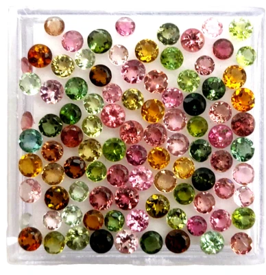 Natural Multi Color Tourmaline Round Cut Loose Gemstone Lot 50 Pcs 2.75 MM - Image 1 of 4