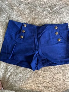 women’s blue shorts with gold buttons  - Picture 1 of 4