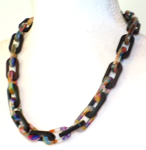 Sobral Current Energy Rik Black & Multi Links Artist Made Statement Necklace - Picture 1 of 5
