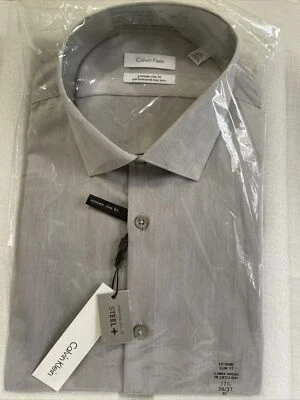 Calvin Klein Men EXTREME Slim Fit Non Iron Point Collar Shirt 17 1/2 36/37 XL - Image 1 of 4