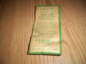 Weaver Pivot Mount Base no.159 fits Springfield '03-A3 - Rear Base  - Picture 1 of 3