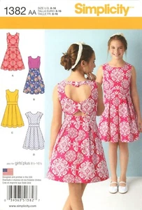 Simplicity 1382 Kleid mit Herz oder Dreieck Rückenausschnitt Mädchen Gr. 8 SCHNITT KOMPLETT - Bild 1 von 6