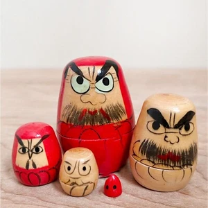 Tiny Japanese Daruma Nesting Dolls Set Rarität Bodhidharma Good Luck Nesting Dolls - Bild 1 von 6