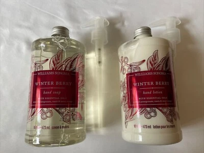 NEW Williams Sonoma Winter Berry Hand Soap & Lotion Set w/ Pumps Bottles 16oz - Image 1 of 3