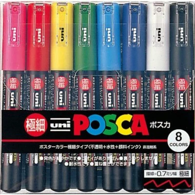 Mitsubishi Pencil Water Pen Poska Extra Fine 8 Colors PC1M8C Japan - Image 1 of 4