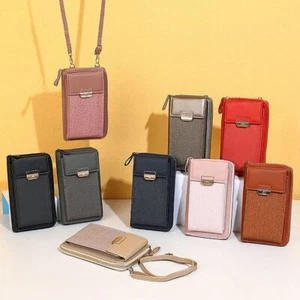 Simple Mobile Phone Bag Pu Leather Shoulder Bag Fashion Messenger Bags Women - Picture 1 of 20