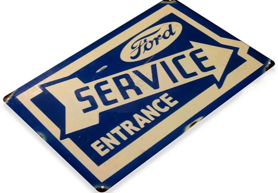 FORD SERVICE ENTRANCE TIN SIGN DEALER DEALERSHIP QUALITY PARTS SALES - Image 1 of 1