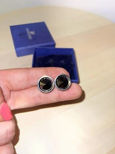 New Swarovski Cufflinks Black Crystal Unisex Crystal Authentic - Picture 1 of 10