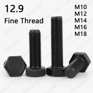 Feingewinde schwarz 12,9 Stahl Sechskantschrauben DIN933 M10 M12 M14 M16 M18 - Bild 1 von 6