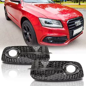 Fog light Cover Grill For 2013-2017 Audi Q5 W/O S-Line Pkg Gloss Black SQ5 Style - Picture 1 of 7