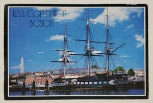 Postcard USS Constitution Old Ironsides Bunker Hill Monument Boston Massachusett - Picture 1 of 3