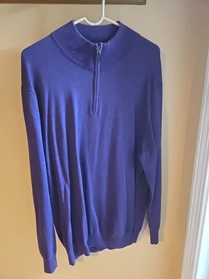 JOS. A. BANK SIGNATURE COLLECTION 1/4 Zip SWEATER PIMA COTTON, Men’s XXL Purple  - Image 1 of 4