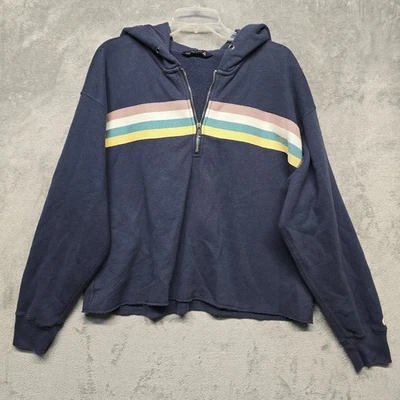 Sudadera con Capucha Abercrombie & Fitch Para Mujer Talla Extra Grande Azul Marino Arco Iris Rayas Pullover Foto 1 de 4
