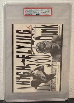 1989 Nike Poster Cards Michael Jordan High Flying 360 Black Brd #888 PSA 6 EX-MT - Image 1 of 3