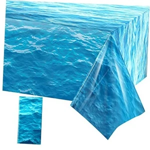 Ocean Waves Plastic Tablecloth Ocean Table Cover Water Print Table Cover Sea - Picture 1 of 7